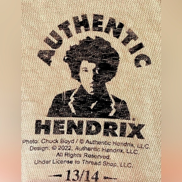 Authentic Hendrix Tie Dye Black Cream Color Band Tee Size Small - Picture 2 of 4